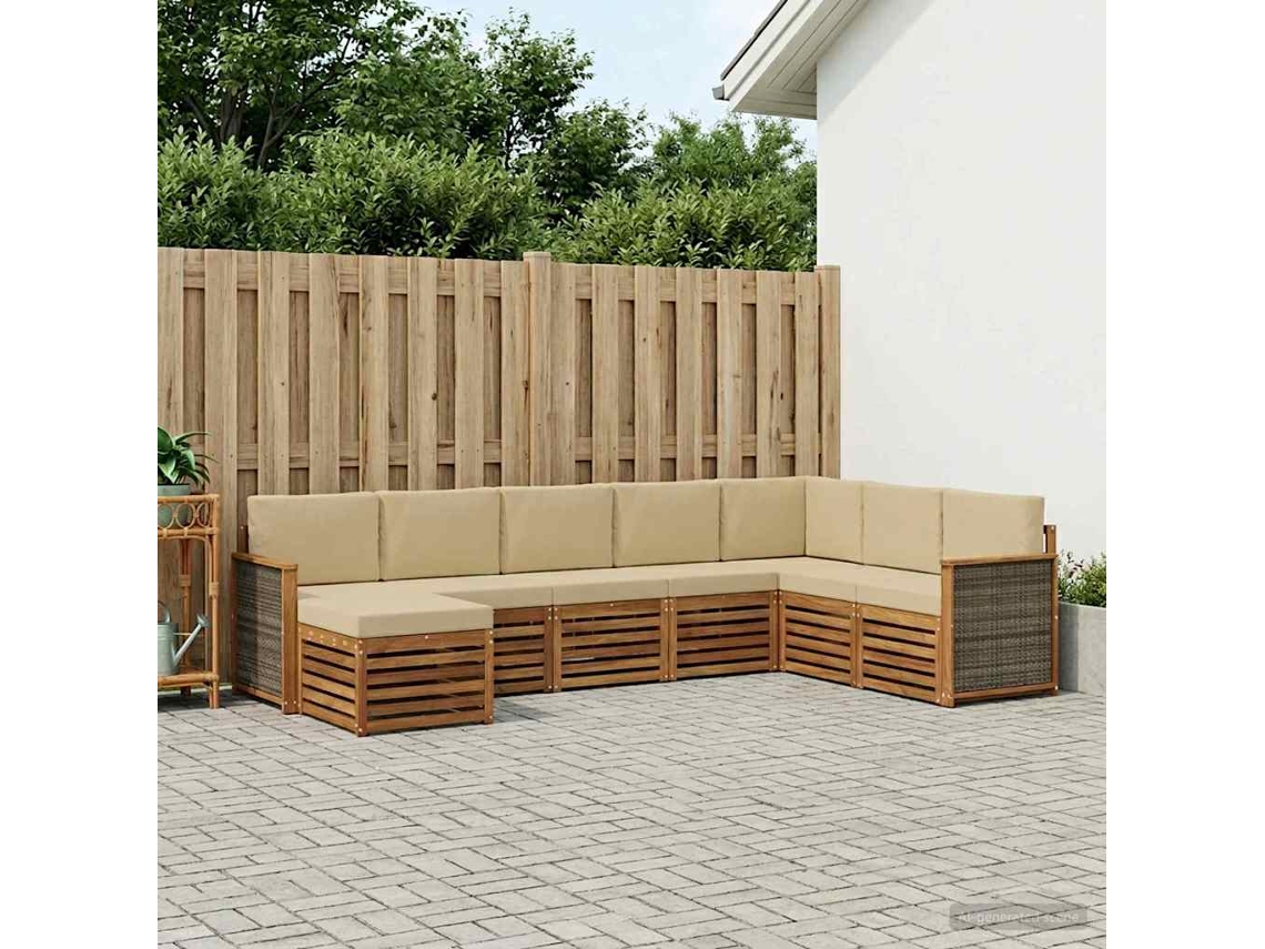 Vidaxl Conjunto De Sofás Para Exterior 6 Unid. Natural
