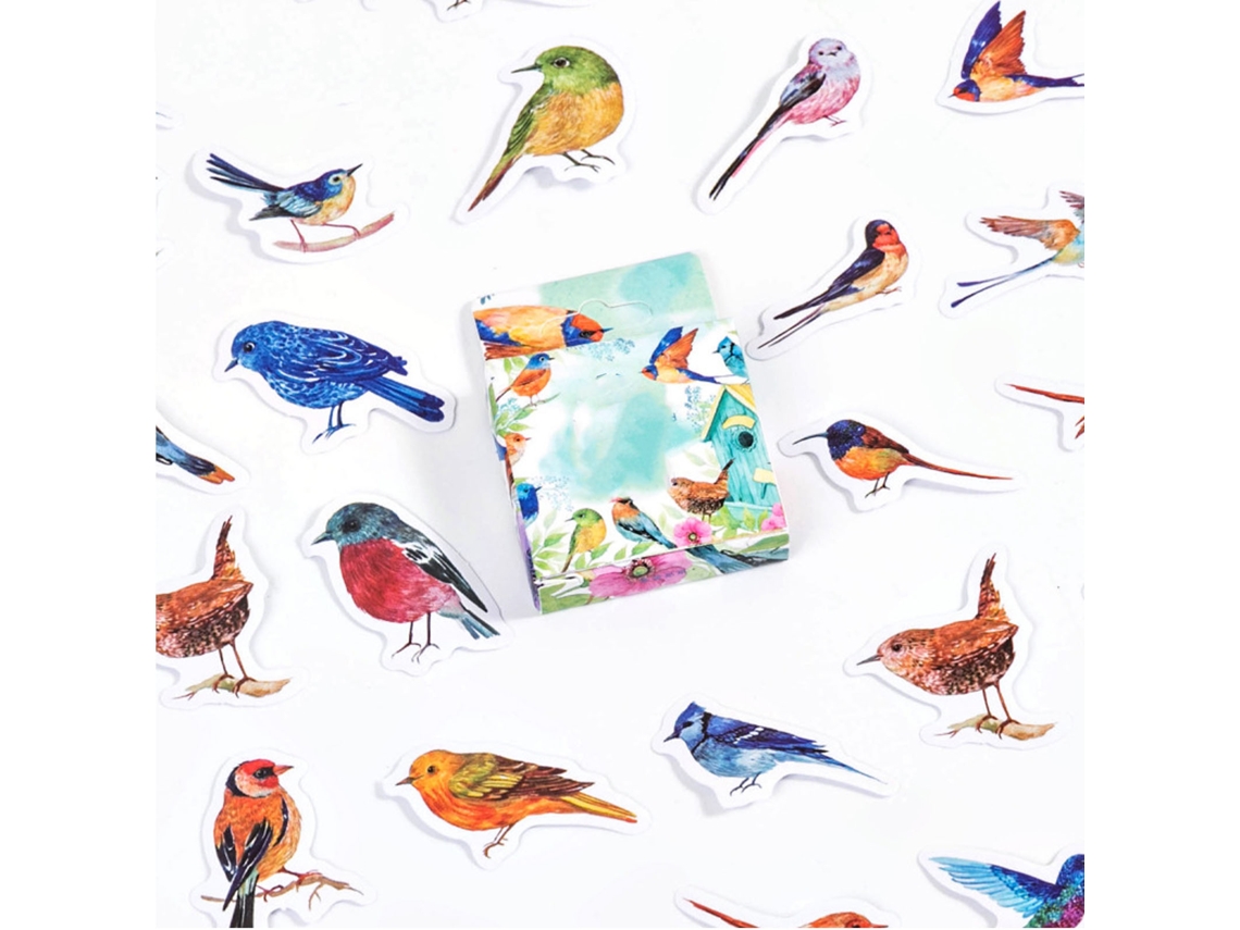 Adesivos de pássaros para decoração de scrapbook, animais para diários, álbuns DIY, 46 peças