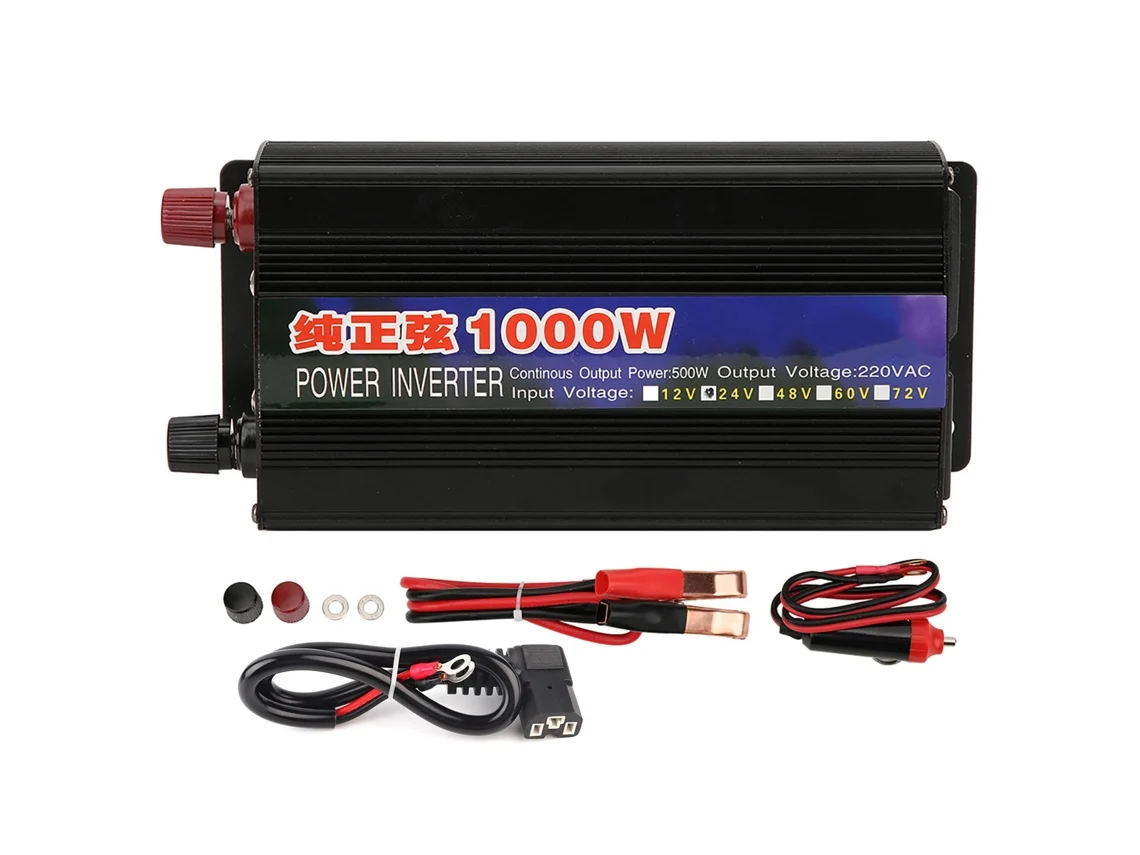 Inversor de tensão 1000W onda senoidal pura conversor DC 24V para AC 220V com display digital