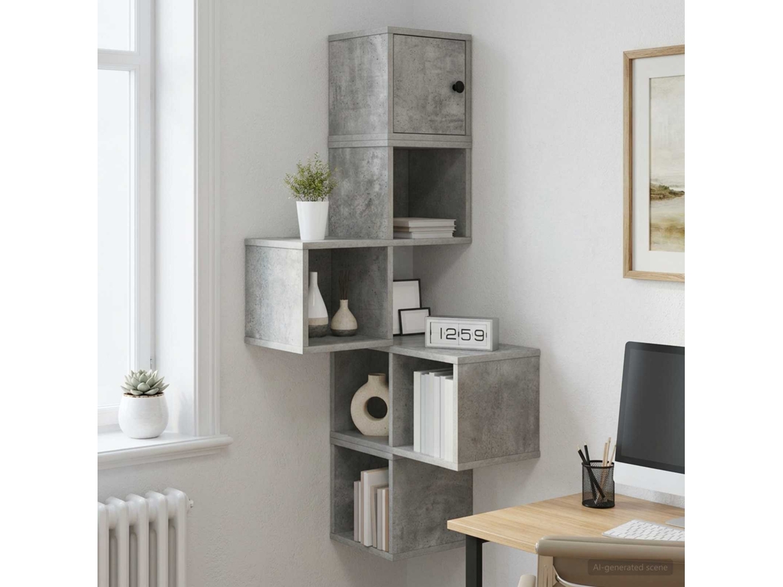 Vidaxl Estante De Canto De Parede Cinzento Cimento 48 X 48 X 120 Cm