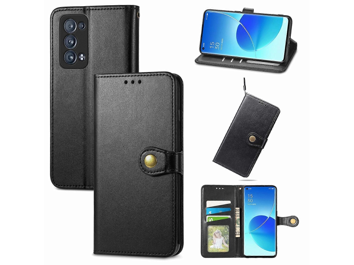 Capa De Couro Maciça Com Fivela Para Oppo Reno6 Pro + Cordão, Porta-retratos, Compartimento Para Cartões, Carteira E Função De Suporte (azul)