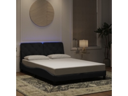 Vidaxl Estrutura De Cama Com Led Sem Colchão 140x190 Cm Veludo Preto