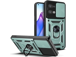Capa Protetora Militar Câmera Antichoque para Oppo Reno8 5G HONGWE. Acrílico Rígida Verde
