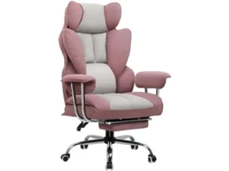 Cadeira para Jogos GTPLAYER,Cadeira ErgonóMica para EscritóRio Com Apoio para Os PéS, SuperfíCie Em Tecido,Rosa