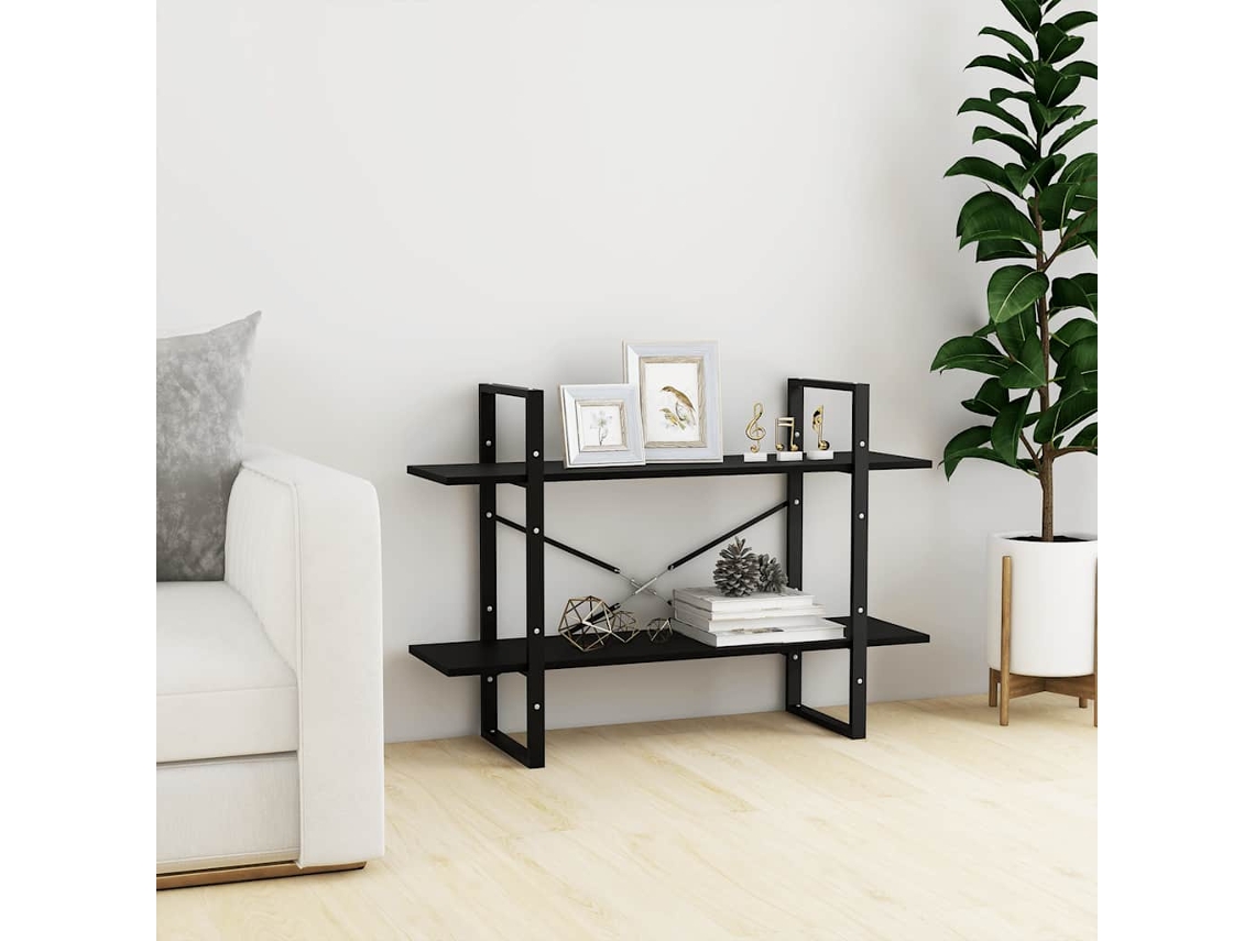 Vidaxl Estante Com 2 Prateleiras 100x30x70 Cm Pinho Maciço Preto