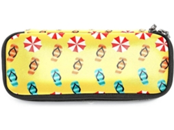 Estojo para lápis com estampa de praia de verão, amarelo, grande capacidade, para marcadores e organizador.