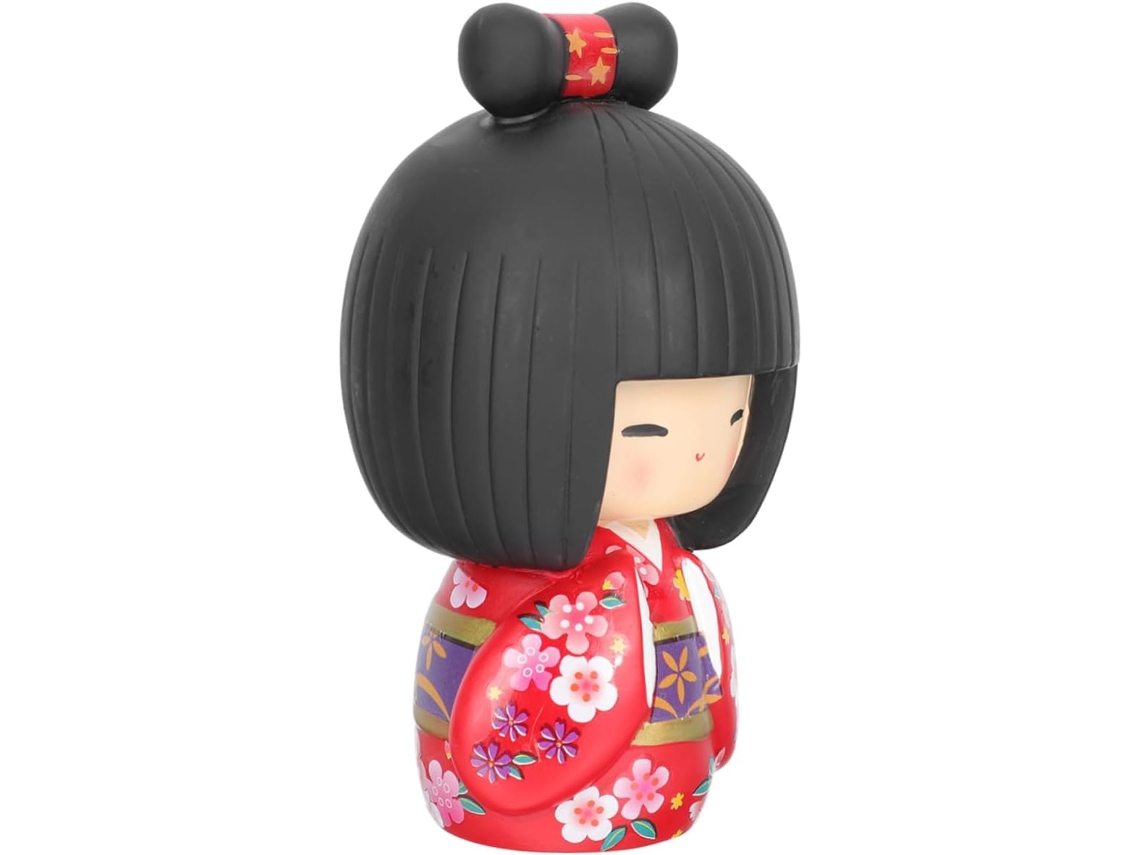 Boneca Kokeshi Japonesa Kimmidoll em Resina GOKOCO, Estatueta de Gueixa Colecionável e Decoração Elegante (sem dimensões)