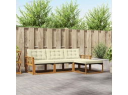 Vidaxl Conjunto De Sofás Para Exterior 4 Unid. Natural E Creme