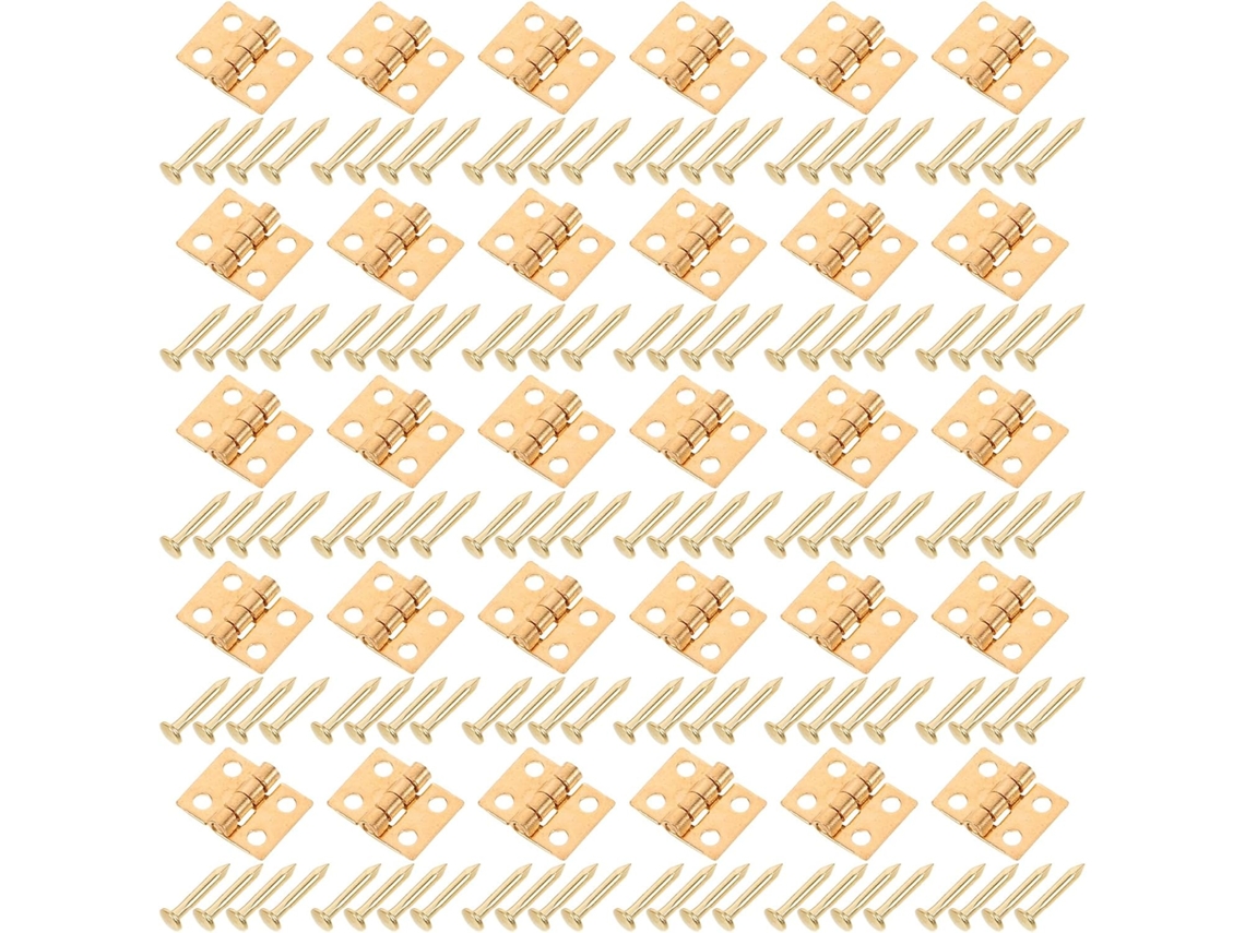 Toddmomy Conjunto Com 60 Dobradiças Em Miniatura Para Portas Parafusos, Dobradiças Dobráveis Douradas De 10mm Para Casa