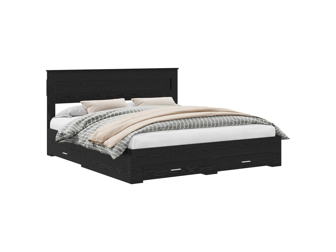 Estrutura da Cama com Cabeceira Carvalho Preto 180x200 cm MAISON EXCLUSIVE