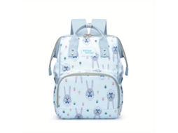 Mochila De Maternidade Coelho Impressão Grande Capacidade Leve Saco De Viagem Multifuncional Saco De Fraldas Do Bebé Azul Yunzii