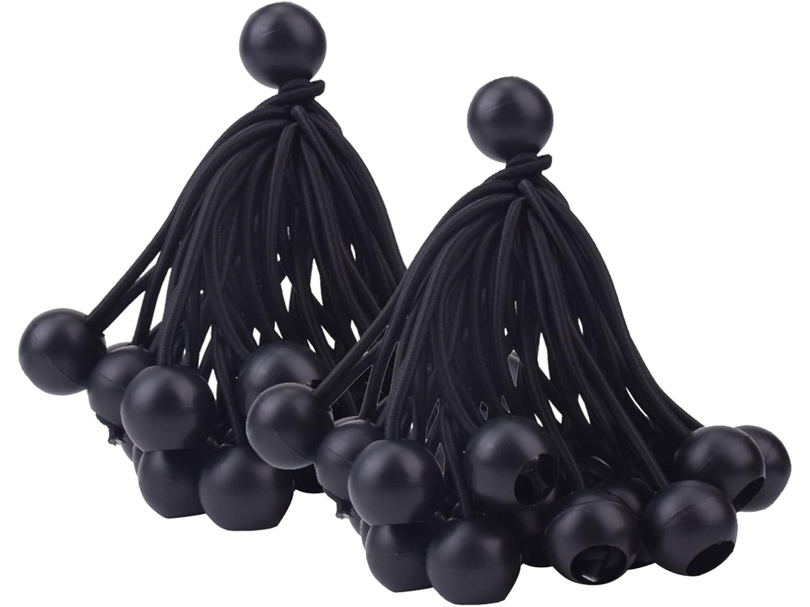 Conjunto De 50 Bolas Elásticas Pretas 10 Cm(4 Polegadas), Corda Elástica Resistente Para Lona