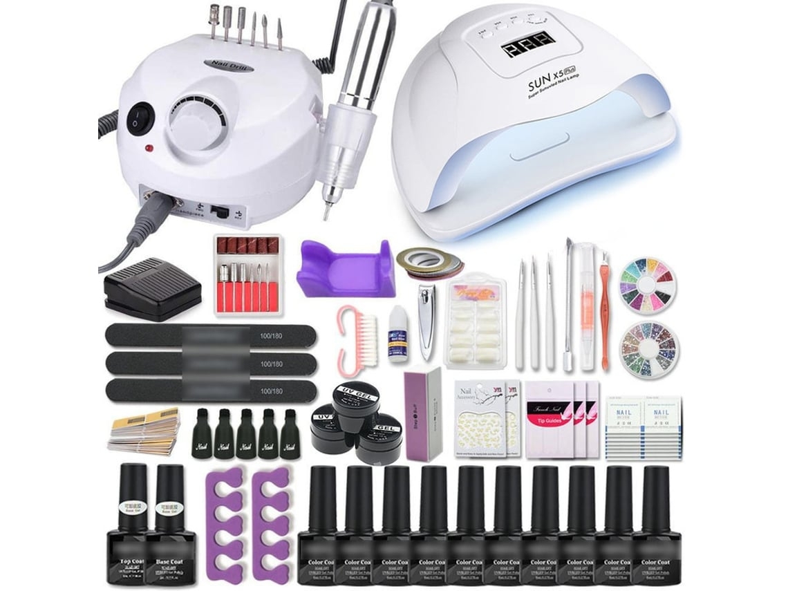 Manicure Setveanxin Nail Art Kit With 120w/54w Led Nail Lamp,colors Uv Polishing Gel Polishing Nail Art Kit Combo H12
