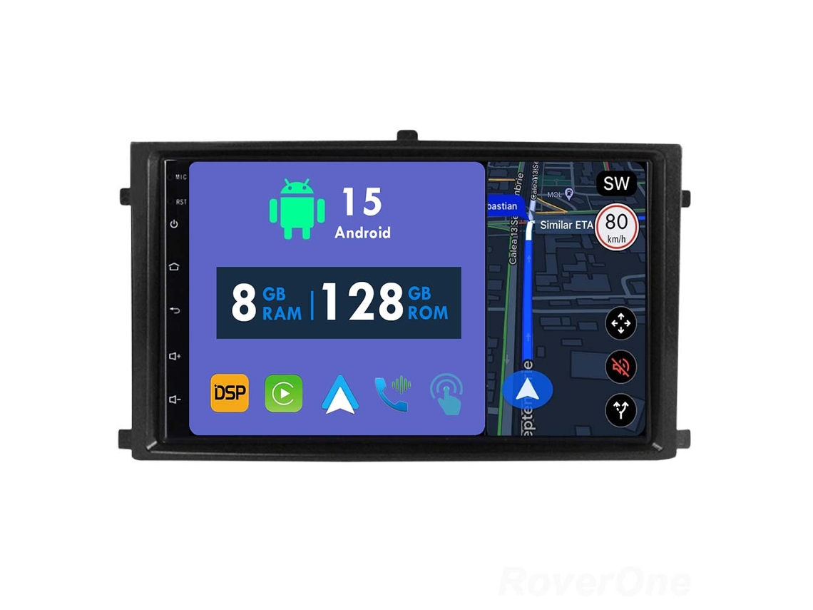 Auto Rádio Carro Bluetooth Autoradio 8GB RAM 128G ROM CarPlay Navegação GPS Ecrã Táctil RoverOne para Ssangyong Rexton 2007+  