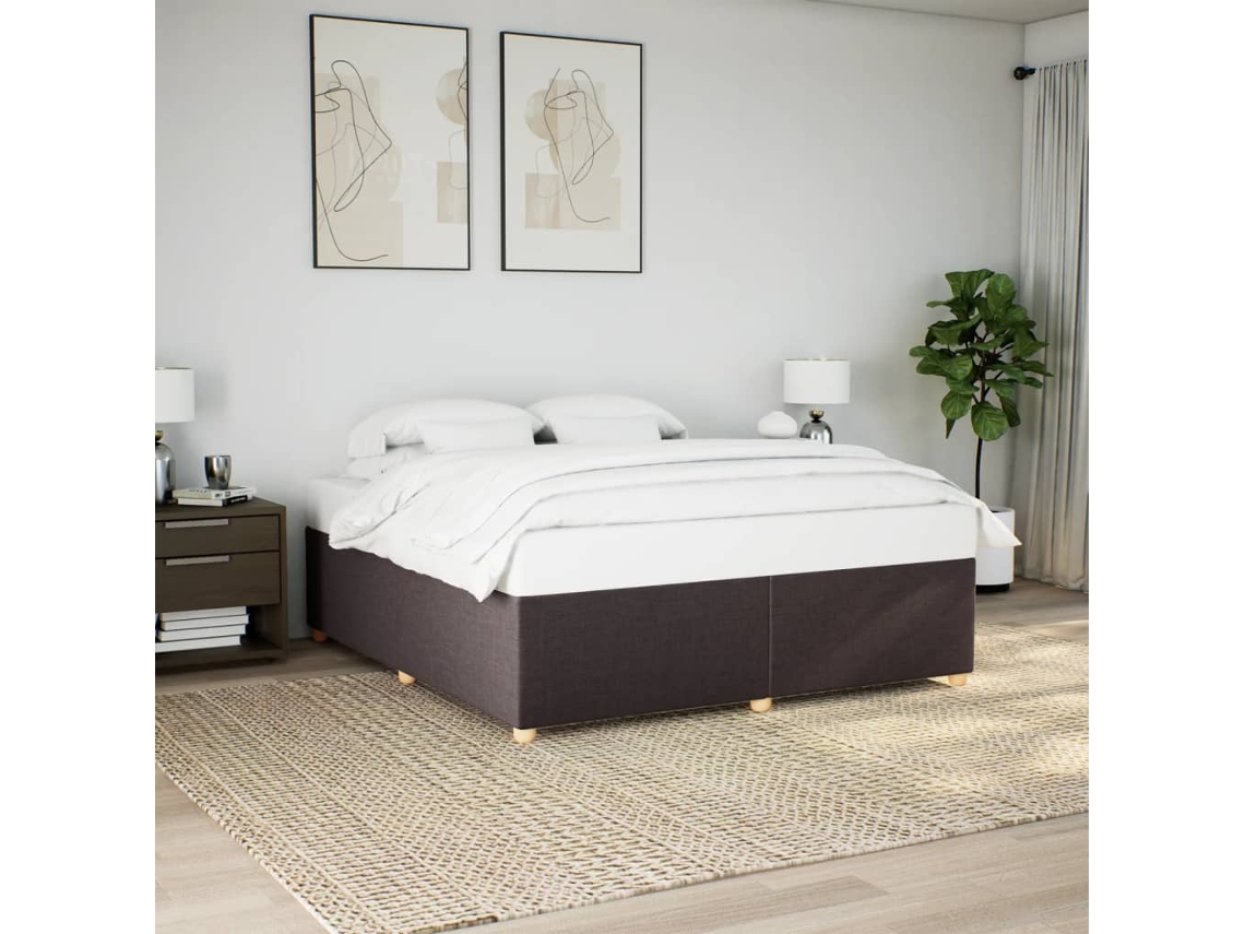 Estrutura De Cama Sem Colchão 200x200 Cm Tecido Castanho-escuro
