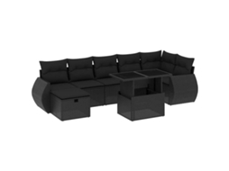 Maison Exclusive - 8 Pcs Conjunto Sofás De Jardim Com Almofadões Vime Pe Preto