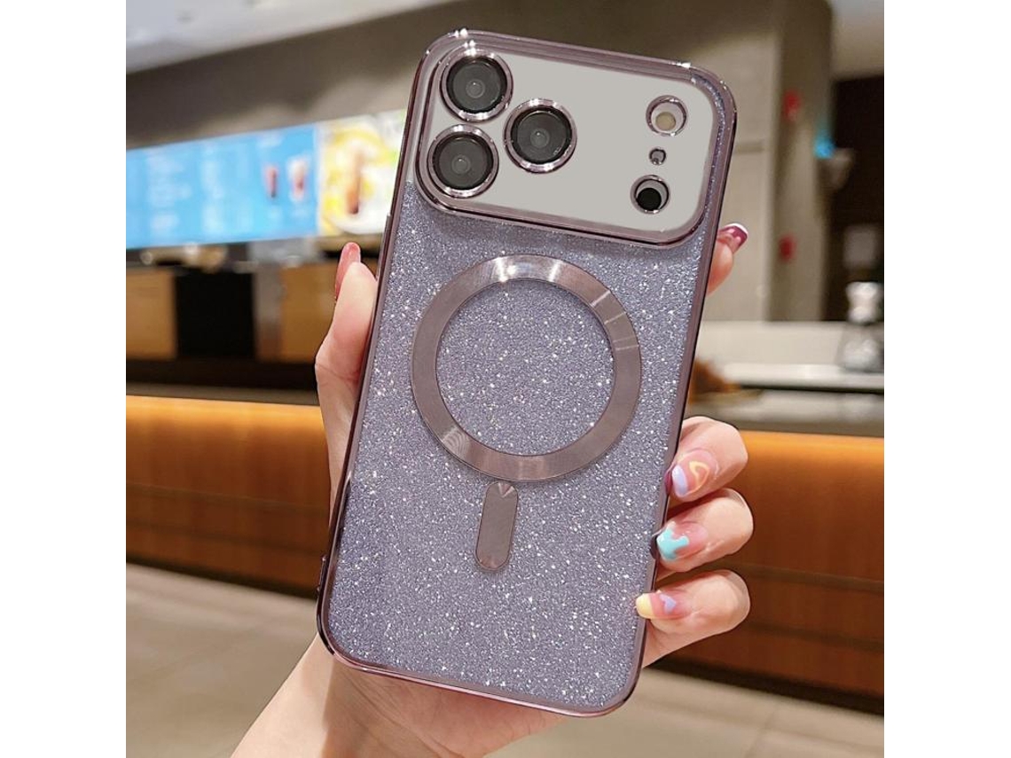 Capa De Tpu Para Iphone 17 Pro Max - Glitter - Acabamento Eletroplástico - Magsafe
