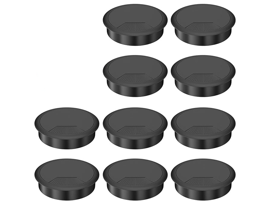 Conjunto De 10 Passa-cabos Mesa 60 Mm, Organizador Cabos Plástico Para Computadores, Ideal Casa, Mesas, Escrivaninhas E Bancadas T-aquaforge