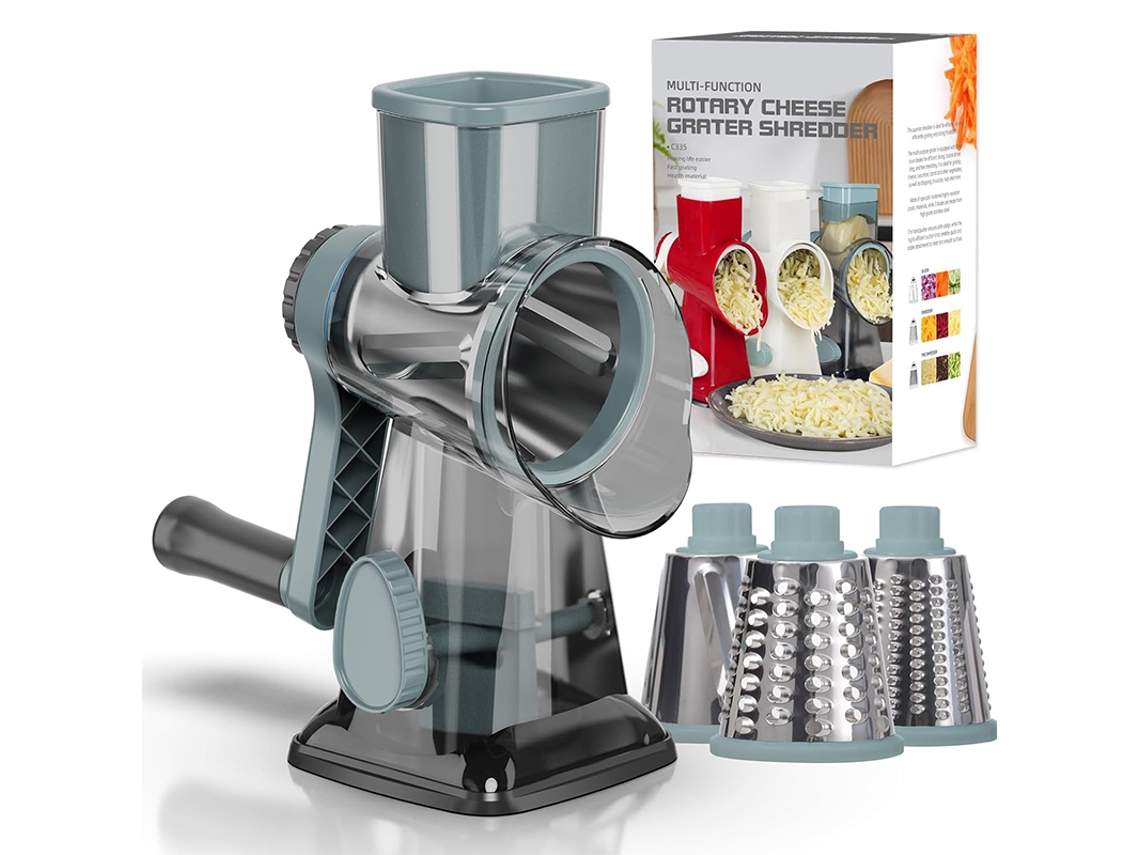 Cortador de Queijo/triturador de Frutas e Vegetais Manual Rotativo 3 em 1 Aço Inoxidável Ecológico MDUG (azul)