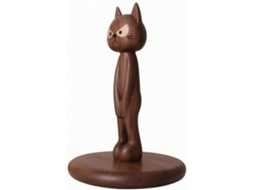 Porta Papel Higiênico Decorativo, Figura De Gato, Base Estável, Decoração Para Casa, Gato Tímido Em Nogueira Preta
