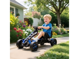 Kart De Pedais Para Crianças Com Travão, Rodas Antiderrapantes, Estrutura Metálica, 3-6 Anos, Azul
