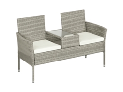 Espreguiçadeira De Jardim Com Proteção Solar Ajustável, 190x68x35 Cm, Cinza
