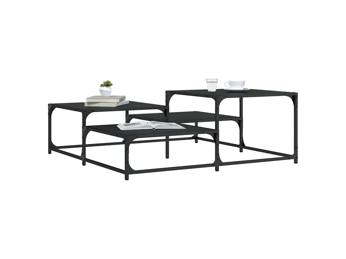 Vidaxl Mesa De Centro 107x107x40 Cm Derivados De Madeira Preto