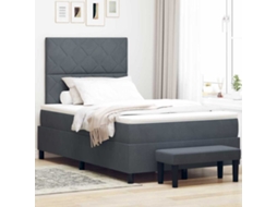 Vidaxl Cama Box Com Cabeceira Cinzento Escuro 200 X 120 Cm Veludo
