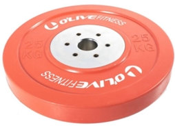 Disco de Musculação Bumper OLIVE (Laranja - 25 kg - Aço)