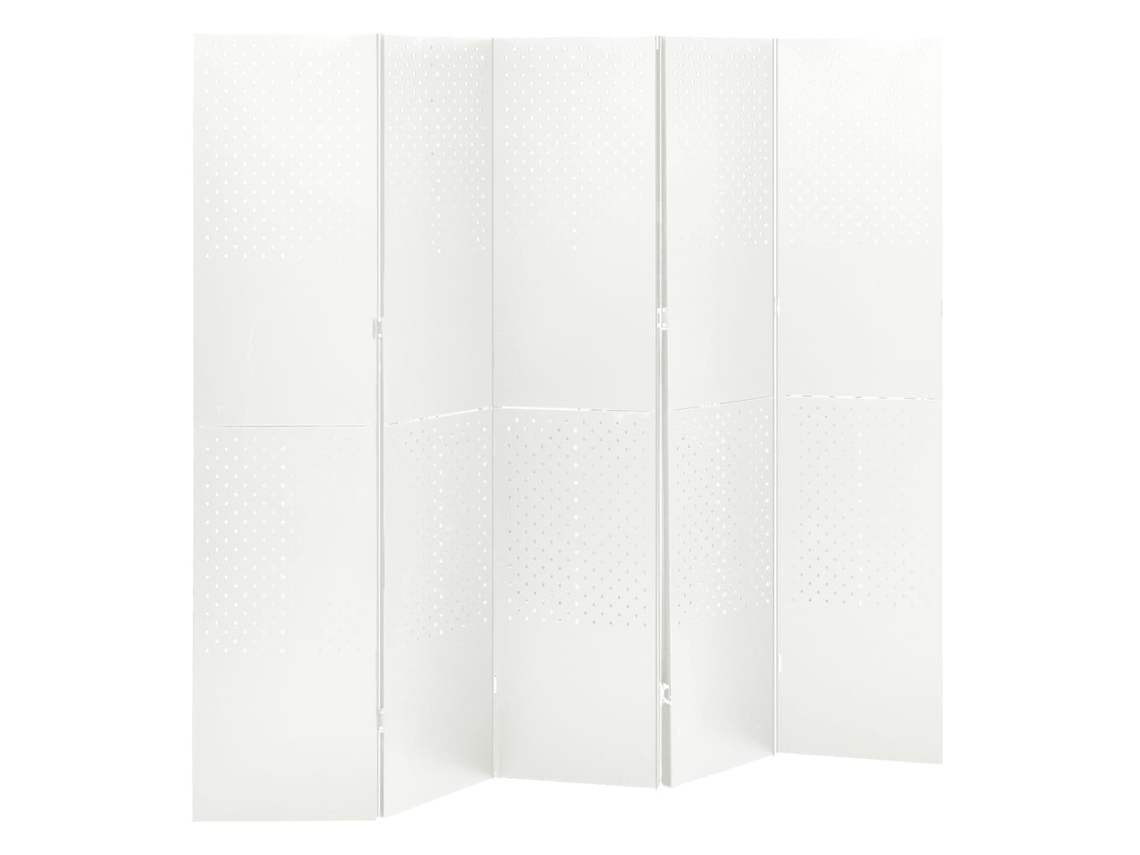 Vidaxl Divisória De Quarto Com 5 Painéis Aço 200x180 Cm Branco