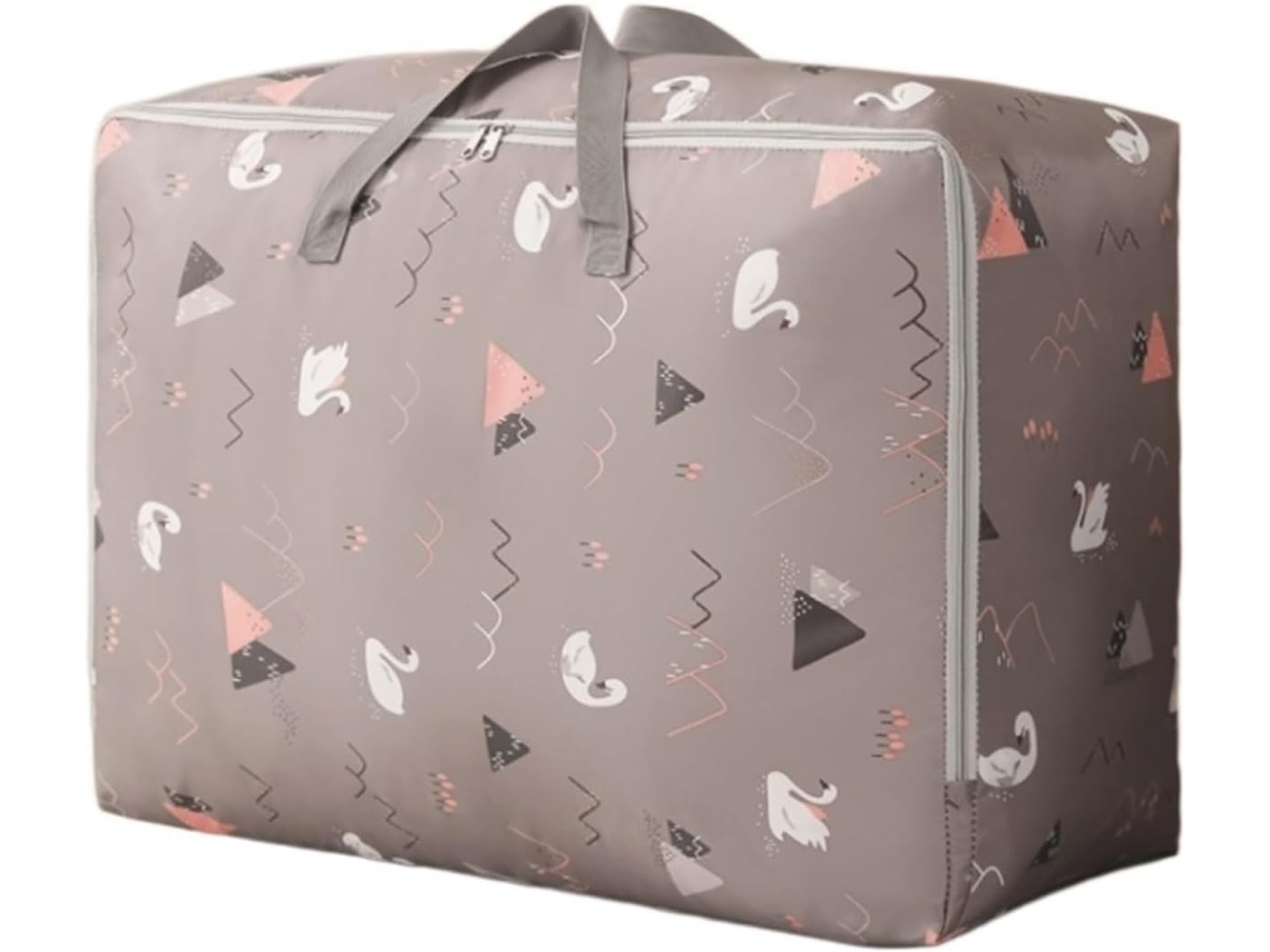 Saco Dobrável Para Guardar Roupas Com Alça, Organizador, Caixa Organizadora, Cisne Cinza, Tamanho: 50x35x20cm
