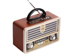 Rádio Vintage Meier M 113bt com Leitor de Cartão Usb/sd/tf, Entrada Auxiliar, Controle Bluetooth, Reproduz Mp3 AQUAFORGE