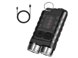 Lanterna de Chaveiro Led Lanterna de Chaveiro Recarregável de 900 Lúmens Luz Vermelha e Azul Ip65 À Prova D'Água 10 Modos Magnético Preto YIZHOOD