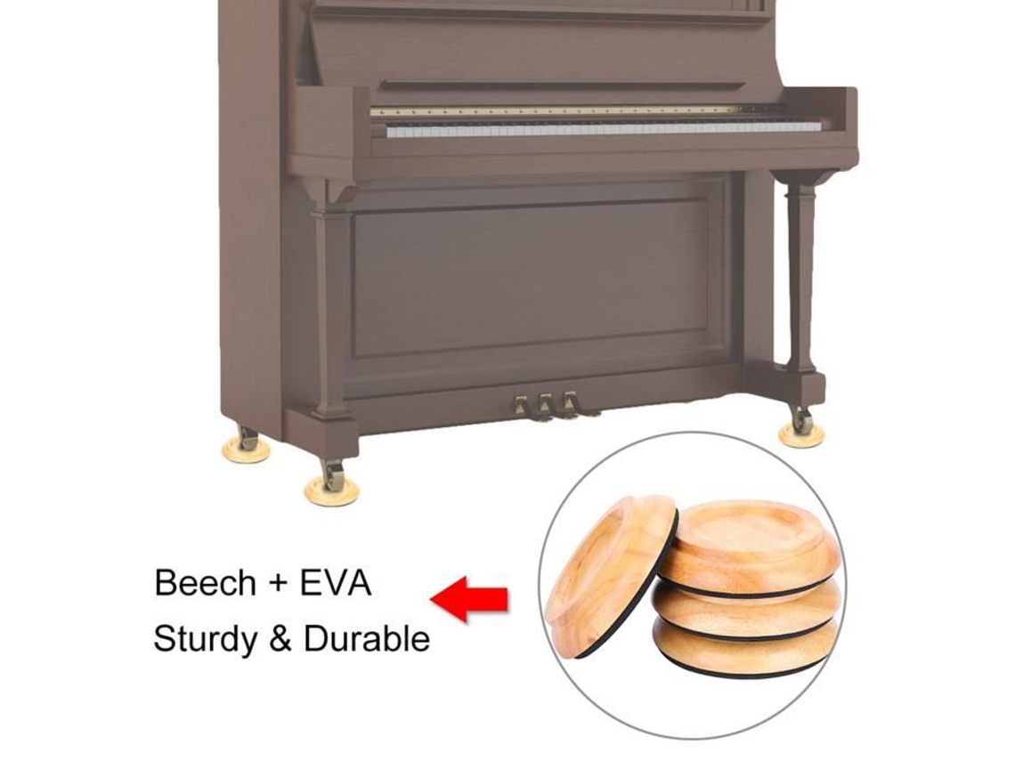 Conjunto de Almofadas de Piano Redondas com 4 Peças de Madeira de Faia Conjunto de Almofadas de Piano para Piano Acessórios