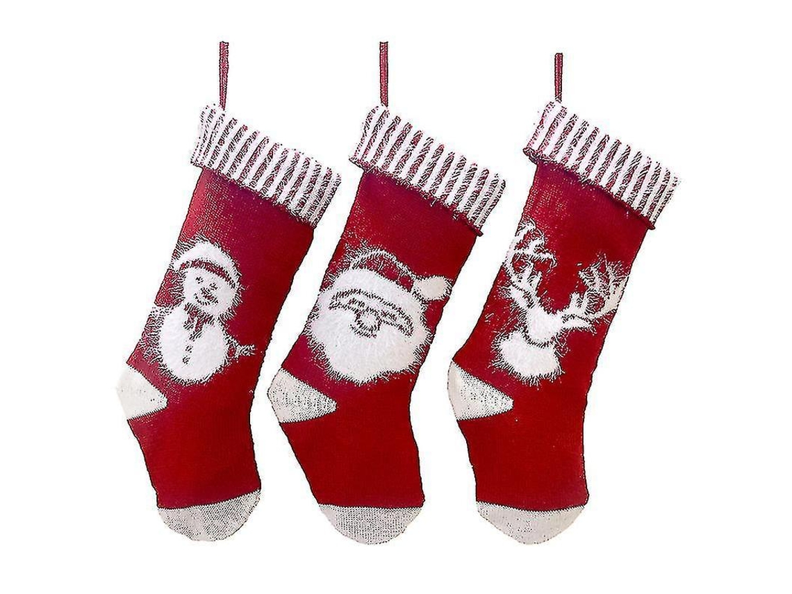 Pacote Com 3 Meias De Natal Em Formato De Lareira, Saco De Presente De Doces Vermelhos Olysi Shop