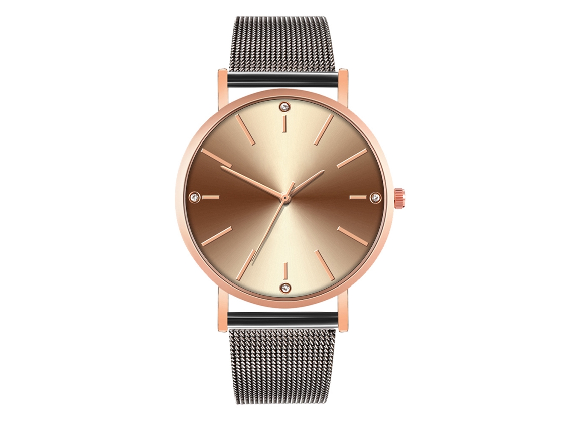 Reloj De Moda Para Parejas Con Correa De Malla Dial Redondo Cuarzo Unisex