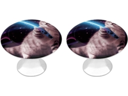 Conjunto De 2 Puxadores Armário Em Aço Inoxidável Para Cozinha, Personalizados Com Desenho De Gato Espacial A Laser