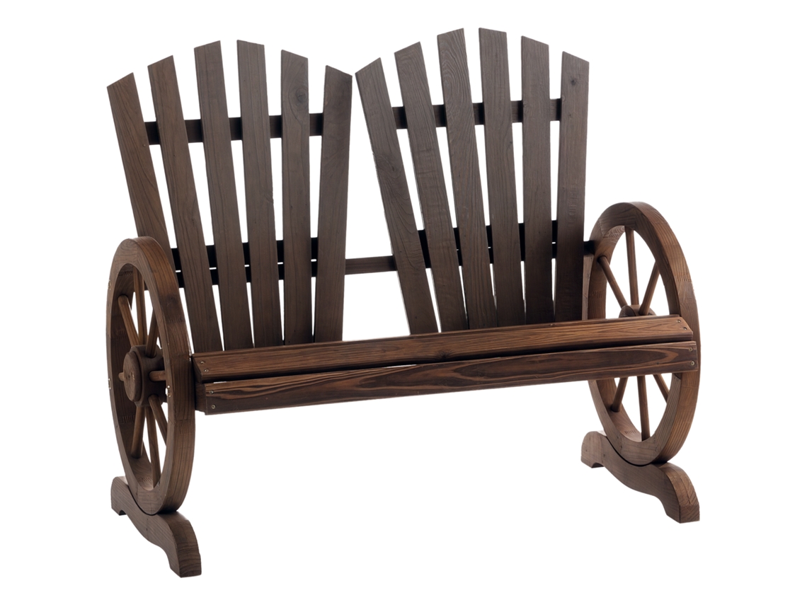 Banco de Jardim de Madeira Campo com Apoios de Braço para Rodas 108x66x95cm S/MARCA