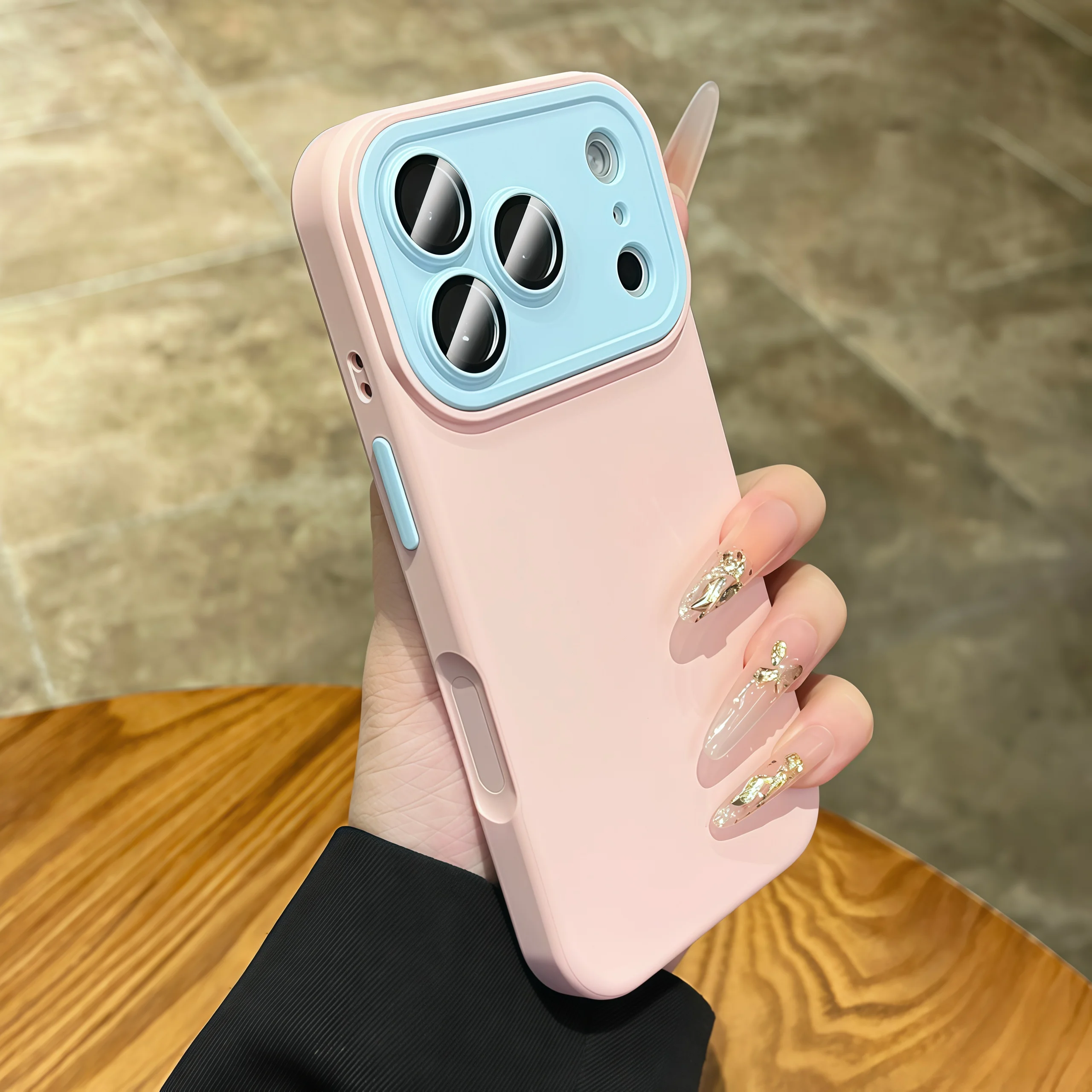 Capa Protetora Para Câmera (iphone 16 Plus Rosa), Capa De Silicone Macia Fosca À Prova De Choque.