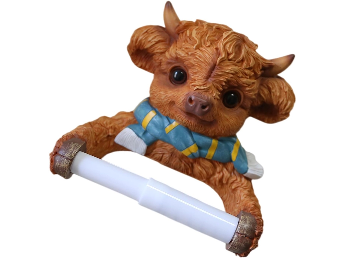 Porta-papel Higiênico De Resina Com Estampa De Vaca Das Terras Altas, Ideal Para Casa E Quarto Infantil.