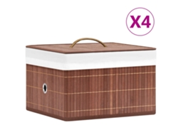 Vidaxl Caixas De Arrumação 4 Pcs Bambu Castanho