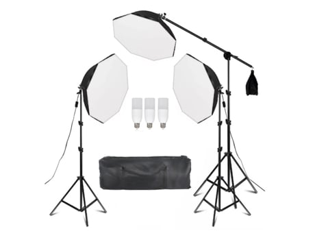 Kit de Estúdio Iluminação Fotografia e Vídeo 3 Softboxes Octagonais Luz Contínua ANDOER