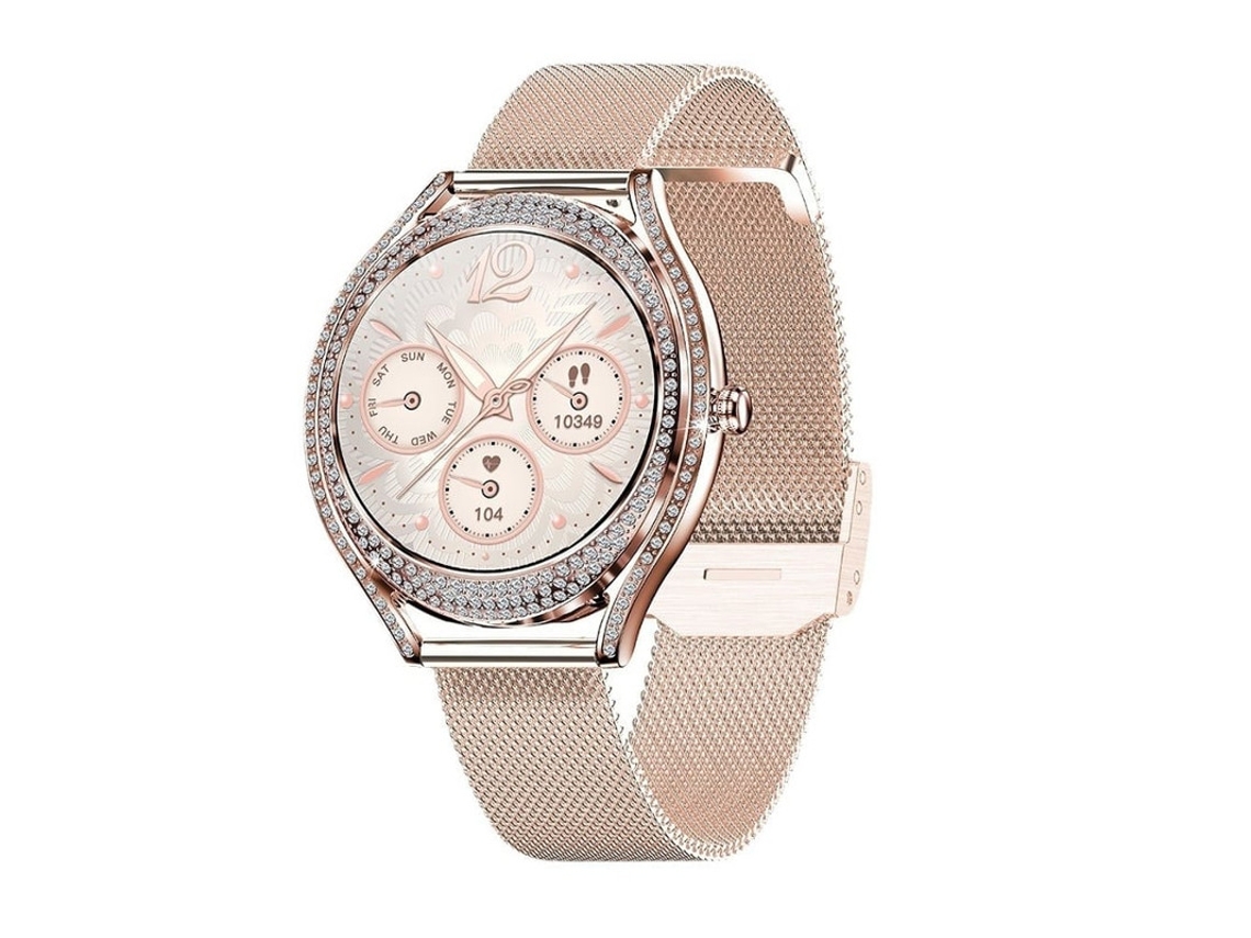 Smartwatch feminino com tela sensível ao toque AMOLED de 1,28" e chamadas para celulares Android e iOS. Smartwatch brilhante para mulheres. Bestvite.