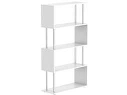 Estante Moderna ZACHARY com 4 Prateleiras de Madeira e Metal para Sala e Escritório (80x30x145cm) Branco