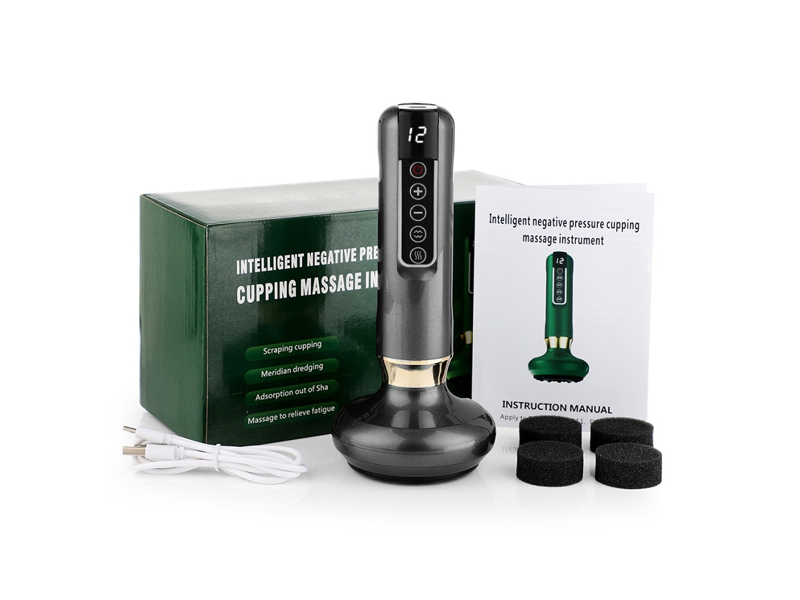 (12 Níveis De Cinza) Massageador De Colher Inteligente Para Drenagem Com Funções De Pressão Negativa E Aquecimento, Design Sem Fio.