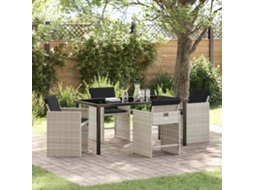 Vidaxl Conjunto de Jantar para Jardim 5 Pcs Cinzento claro Vime Pe