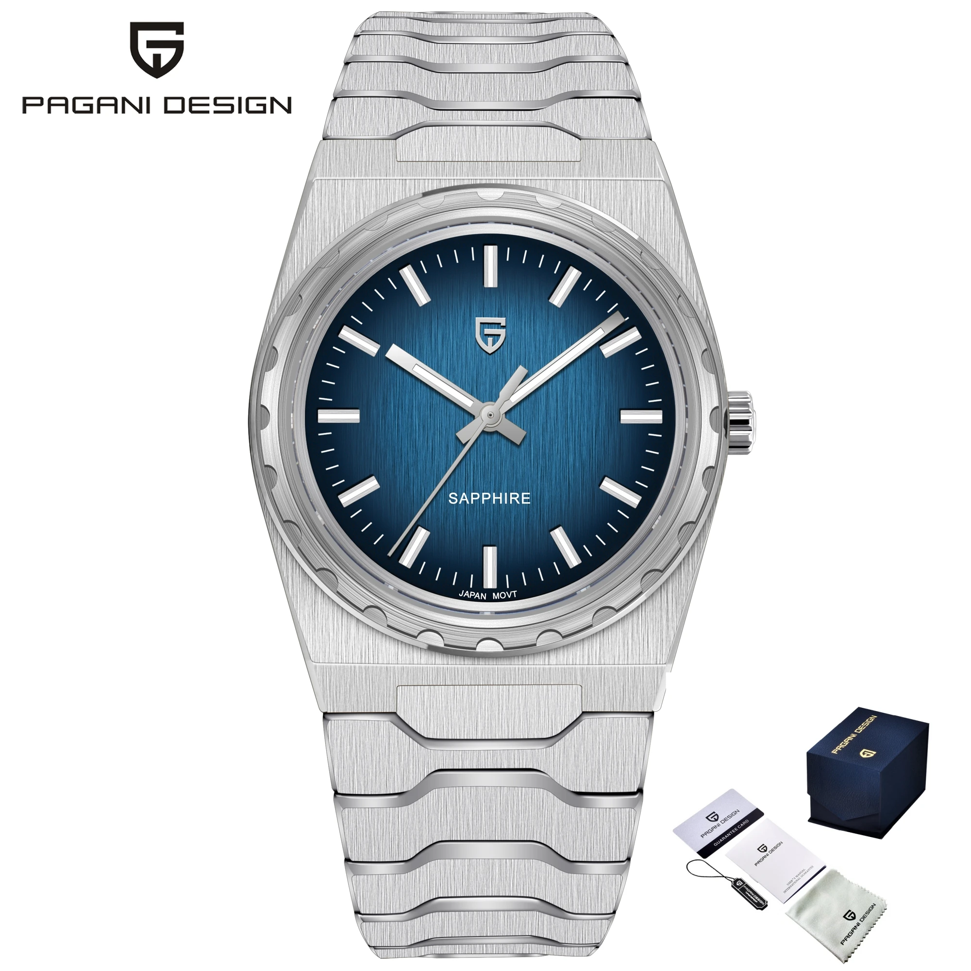 Relógio Masculino De Quartzo (azul), Aço Inoxidável E Cristal De Safira, Resistente À Água E Luminoso.