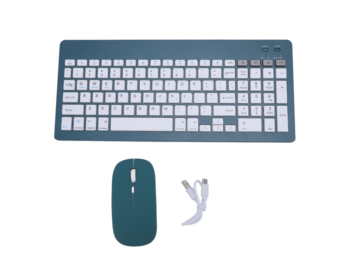 Conjunto de teclado y ratón inalámbricos Bluetooth, recargables, 4 canales, modos duales, verde oscuro | S/MARCA