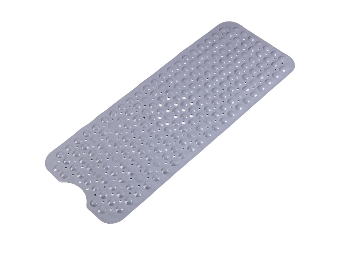 Esteira de chuveiro antiderrapante 40x100cm PVC com copo de sucção para banheiro cinza