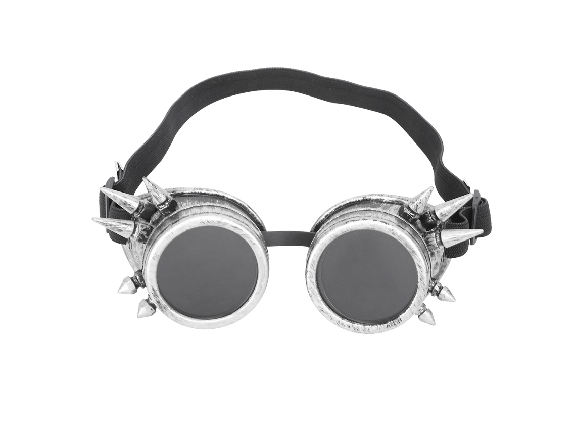 Óculos De Ciclismo Vintage Industriais Com Picos Steampunk, Para-brisas De Dupla Camada, Estilo Antigo Prata